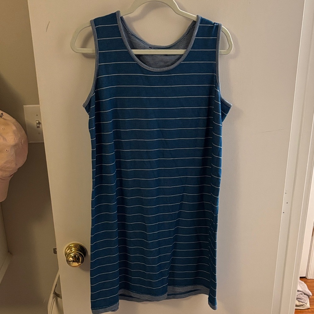 Blue Striped Sleeveless Dress